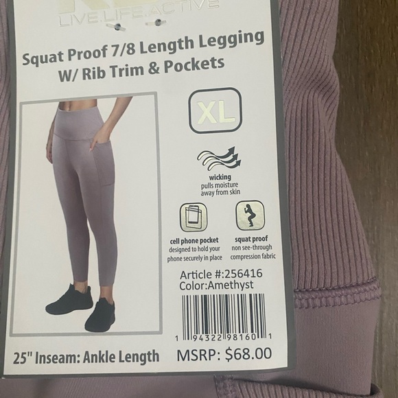 RBX Pants - RBX Purple 7/8 Leggings with Pockets